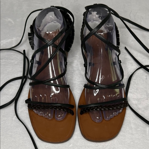 Zara Women's Black and Brown Strappy Flat Bohemian Sandals - Picture 1 of 6